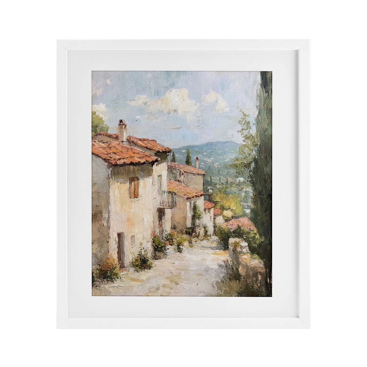 Stupell Industries Quiet Village Path Framed Print Under Glass, design by Petal Prints Design